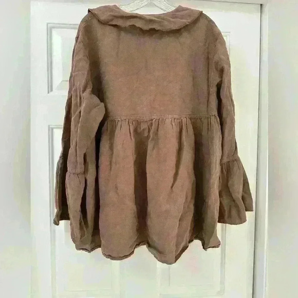 Bodil Linen Wood Button Up Lagenlook Flowy 3/4 Sleeves Jacket Size Medium - Picture 4 of 8